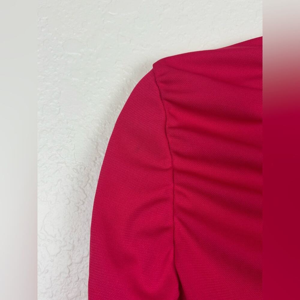 NWT Zara Ruched Hot Pink Fitted Cropped Ruched Long Sleeve Blouse Top Size Large - Picture 6 of 10